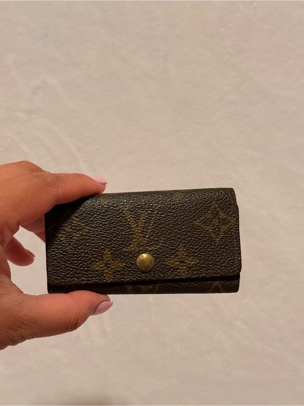 Louis Vuitton Monogram Logo Leather Key Case Key Holder Brown MI0963